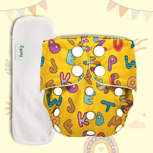 Oeko-Tex Certified Baby Cloth Diapers Washable & Reusable Diapers with Adjustable Snap Buttons | 3 Months- 3 Years (combo of 3)