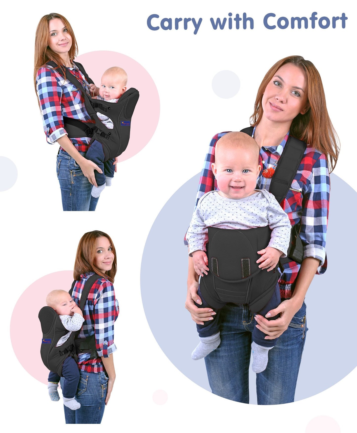 Toddler 3-in-1 Adjustable Ergonomic Carrier Cum Kangaroo Bag/Carry Sling wrap/Back-Front Chest Carrier for Baby Infant/Hand Free with Lumbar Support