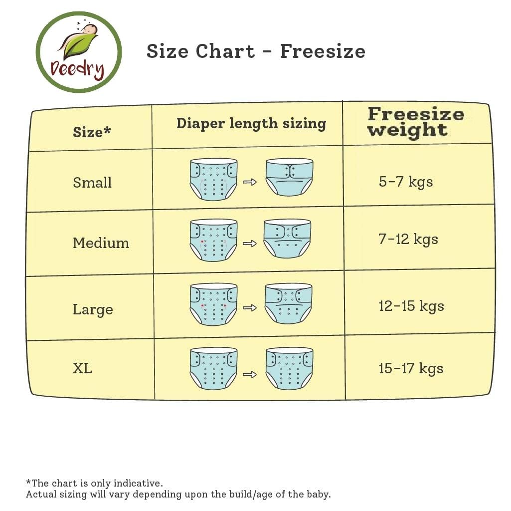 Oeko-Tex Certified Baby Cloth Diapers Washable & Reusable Diapers with Adjustable Snap Buttons | 3 Months- 3 Years (combo of 3)