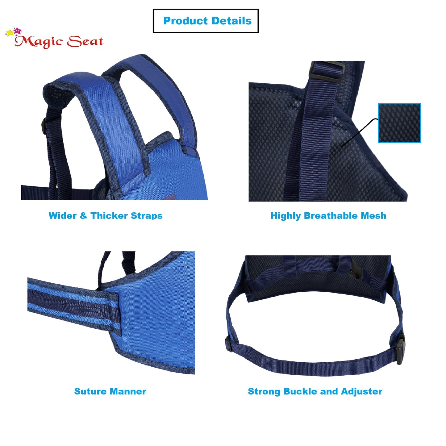 Two Wheeler Safety Belt for Kids,Portable Adjustable Child Pillion Rider Safety Harness for Scooter & Bikes, Toddler Vehicle Belt for Motorcycle for Children(Blue)