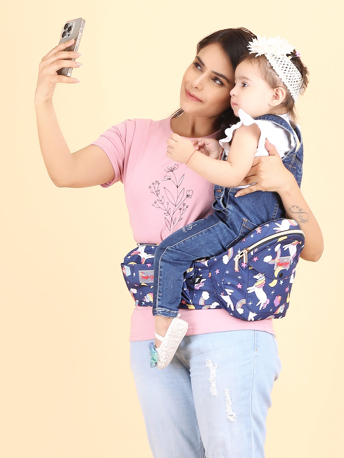 6-in-1 Baby Carrier with Hip Seat, in-Built Mini Diaper Bag & Bottle Holder, Convertible to Sling Carry Bag with Ergonomic Baby Side Carrier, for 5 Months to 36 Months or Upto 20 kgs